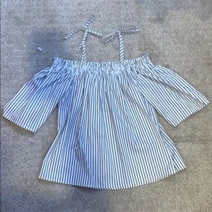 Gray and white stripe blouse
